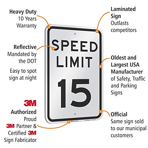 SmartSign Speed ​​Limit 15 שלט | 12 x 18 3 מ 'מהנדס אלומיניום רפלקטיבי